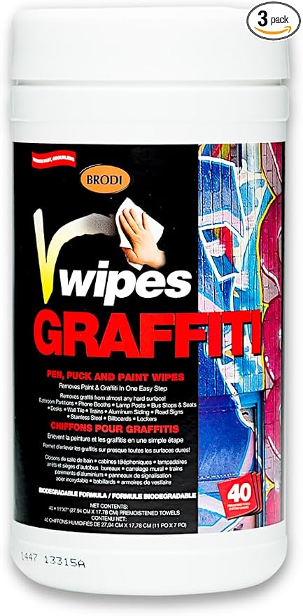 V-Wipes Graffiti Remover Wipes – Pre-Moistened Towels by BrodiSpecialtyProducts