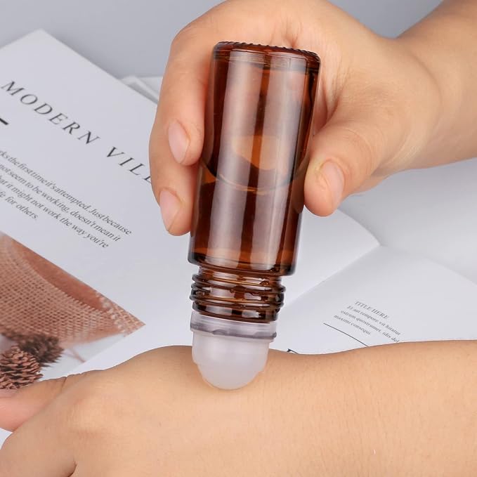 2Pcs Brown Glass Essential Oil Roller Bottles Refillable Roll on Bottles Empty - Image 3