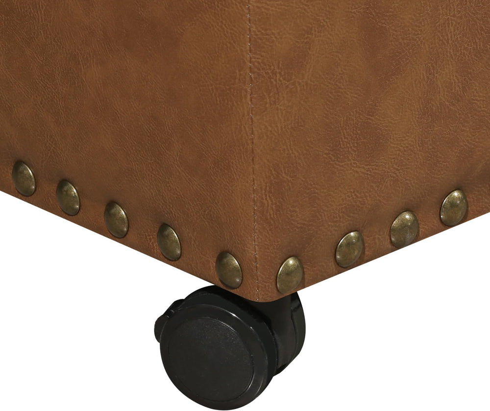 Leather Ottoman with Storage Small Storage Ottoman with Wheels