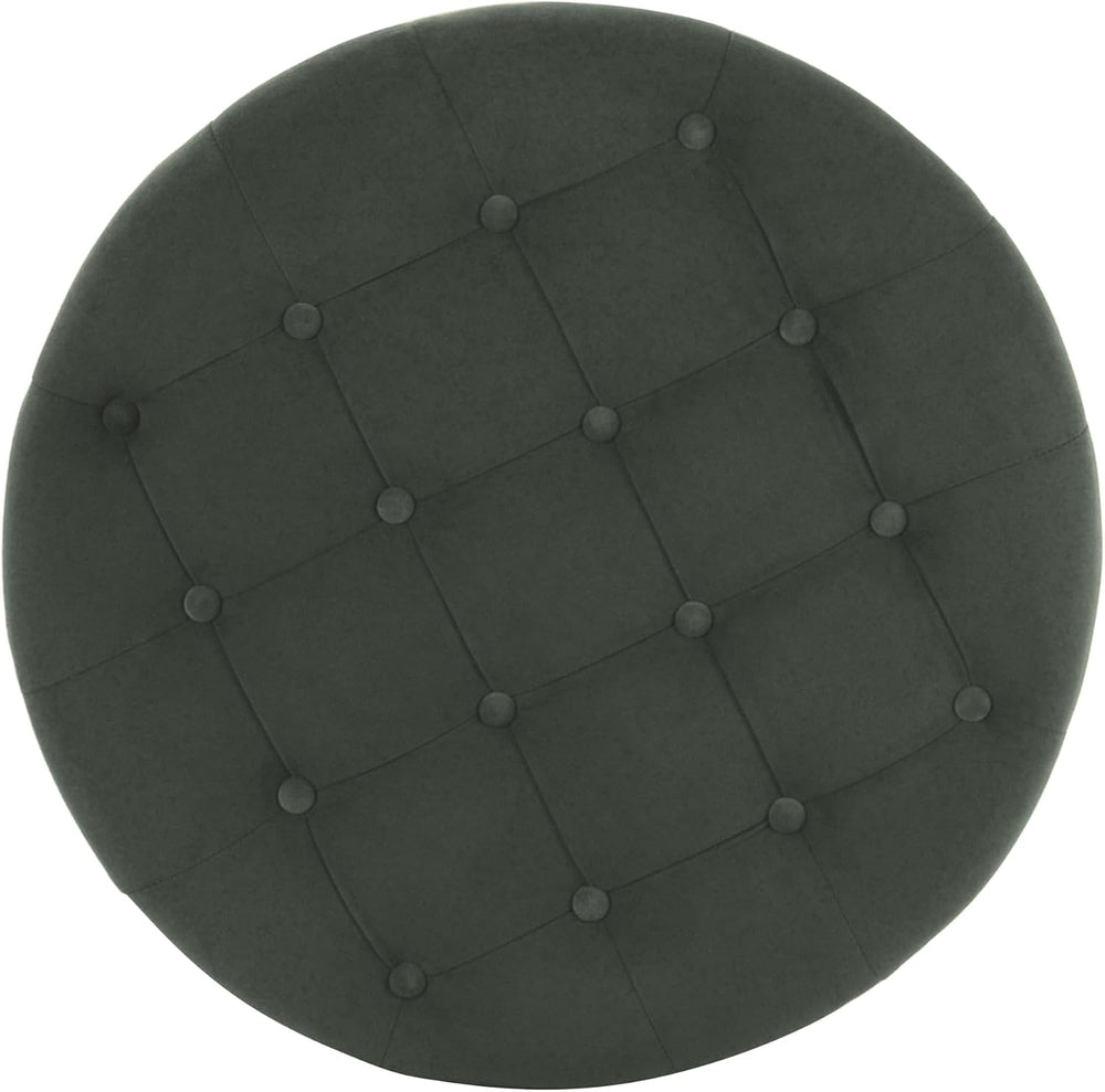 HomePop Home Decor | Large Button Tufted Velvet Round Storage Ottoman | Ottom...