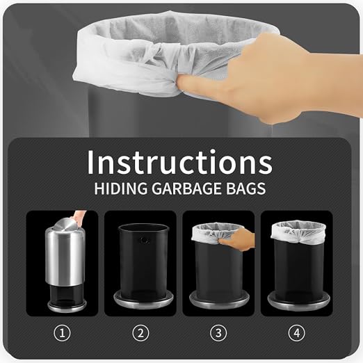 Waste Can 3 Gallon with Swing Lid，Brushed Stainless Steel Trash Can，Metal - Image 8