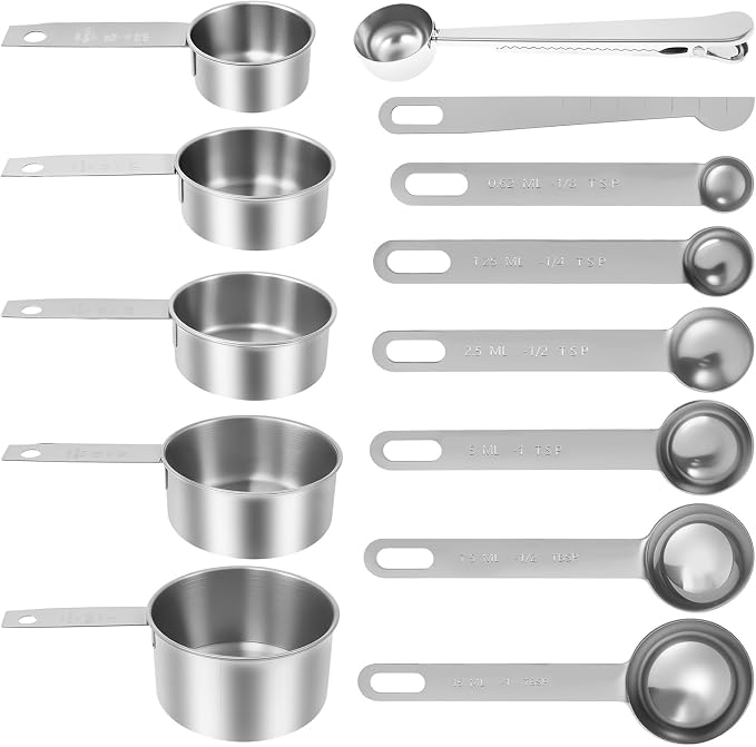 13PCS Measuring Cups and Spoons Set Stainless Steel Measuring Spoons and Cups - Image 2