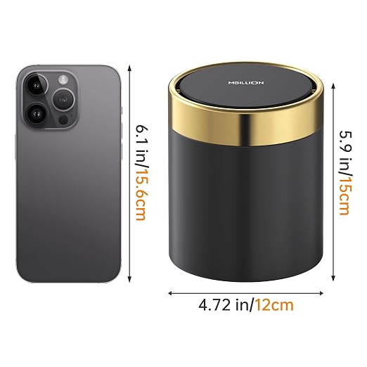 Mini Trash Can with Lid, Desktop Small Trash Can Recycling Bin Cute Metal - Image 5