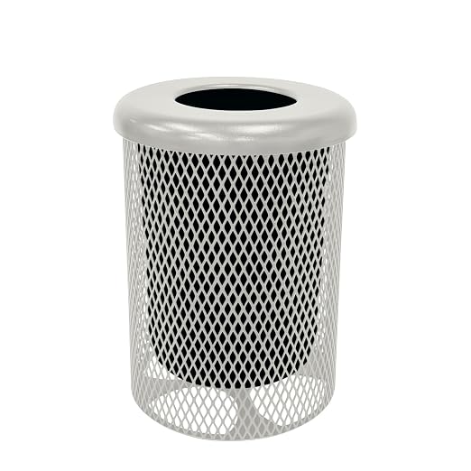 COATEDOUTDOORFURNITURE RFT-TXTGRY Heavy Duty Round Trash Receptacle by CoatedOutdoorFurniture