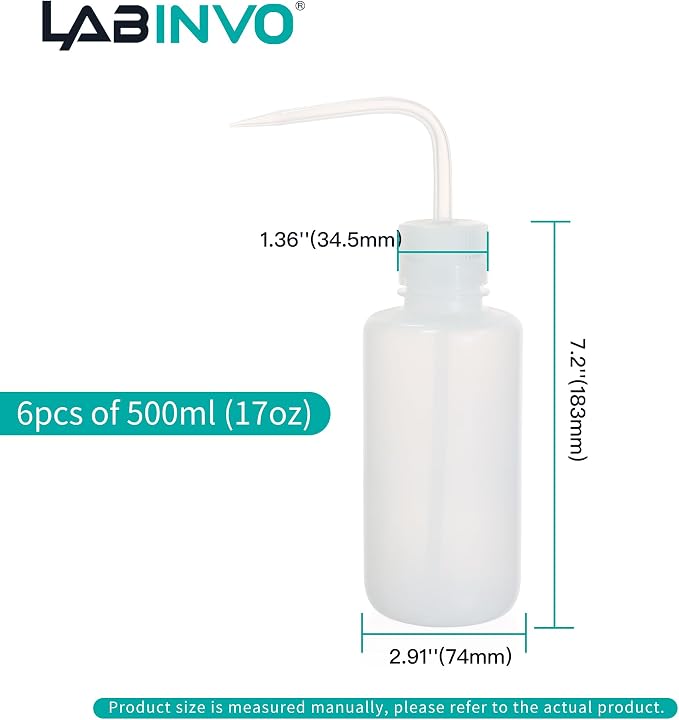 6pcs of Economy Wash Bottles, Narrow-Mouth, Self-Venting Safety Wash Bottles - Image 3