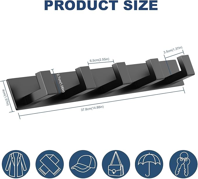 PMMASTO Coat Rack Wall Mount, Coat Hooks Wall Hooks - Image 2