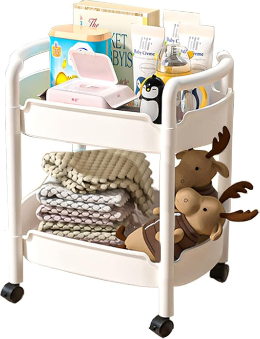 2-Tier Plastic Rolling Utility Cart by MelodyHouse