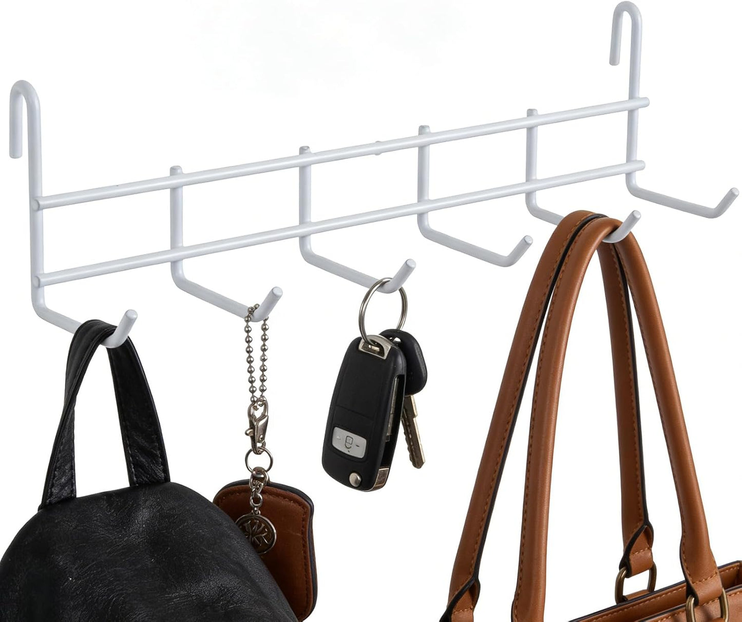 4 Pack Metal Grid Wall Hanging Hooks, Grid Wall Accessories, Heavy Duty Storage Hooks Rack for Door Back Wall Mount Storage and Display, Hook Attachment for Wire Shelving (4 x Hanging Hooks（White）)