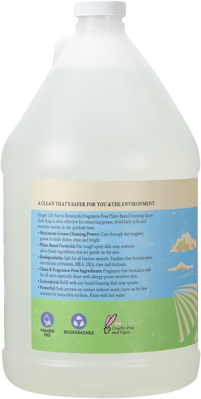 Ginger Lily Farms Botanicals Plant-Based Foaming Spray Dish Soap, Concentrated - Image 3