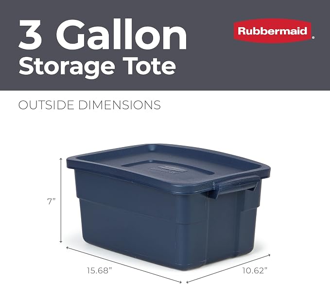 Rubbermaid Roughneck Tote 3 Gal, 6 Pack, Made in USA, Dark Indigo Metallic - Image 2