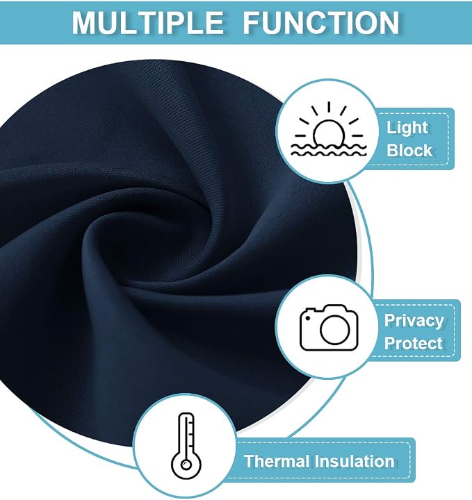 RYB HOME Blackout Kitchen Curtains, Thermal Insulated Back Tabs Window Curtain - Image 7