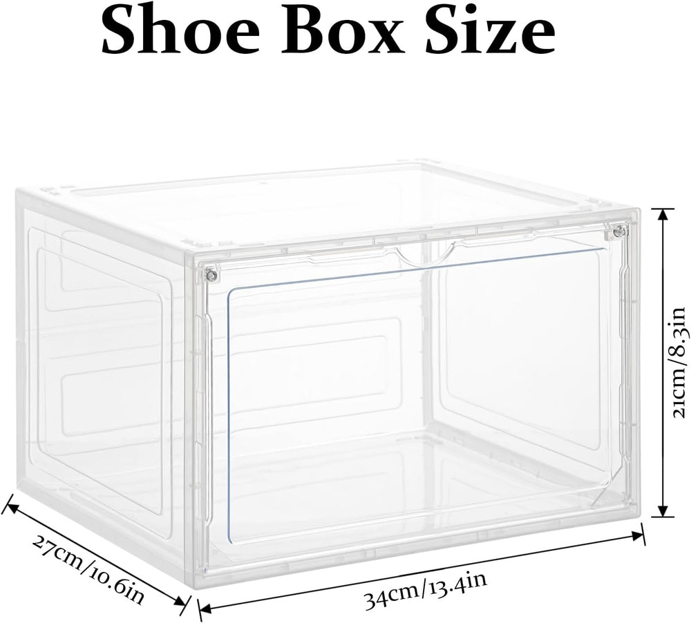 Upgraded X-Large Shoe Organizer, Stackable 12 Pack Plastic Shoe Box with Clea...