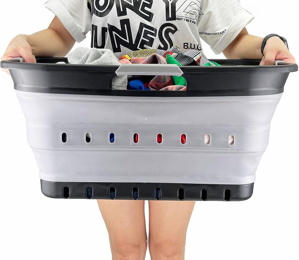 SAMMART 42L (11 gallon) Collapsible Plastic Laundry Basket - Foldable Pop Up ...