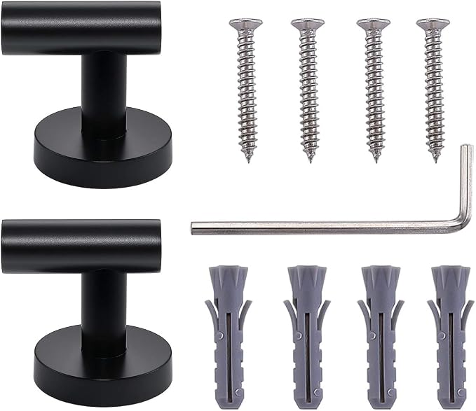 TASTOS Matte Black Bathroom Towel Coat Hook Stainless Steel, 2 Pack Robe - Image 5