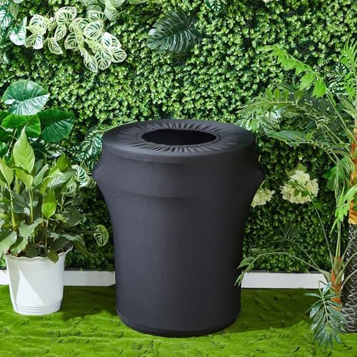 Tanlade 20 Pcs 32 Gallon Stretch Trash Can Spandex Cover Outdoor Waste Garbage Can Spandex Covers for Indoor Kitchen Outdoor Round Waste Container Bin, Without Trash Bin (Black)