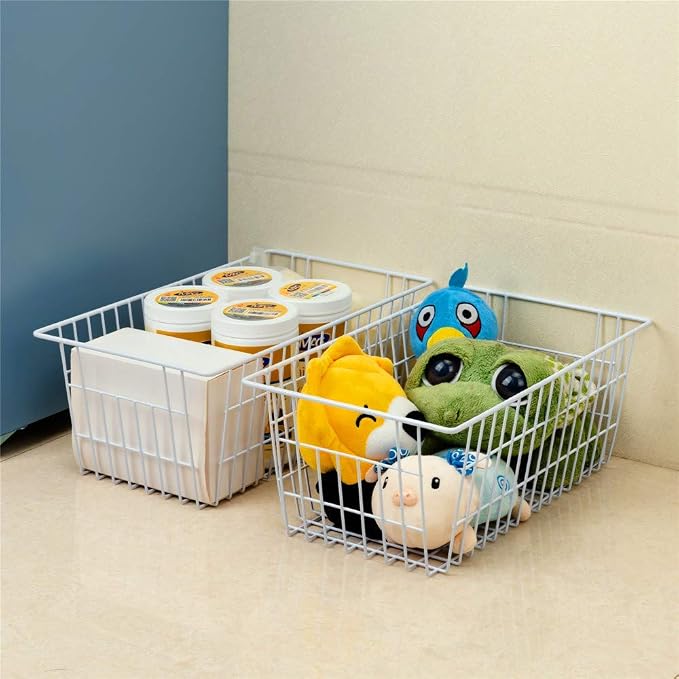 SANNO Freezer Baskets Wire Storage Baskets Closet Baskets Bin Farmhouse - Image 2