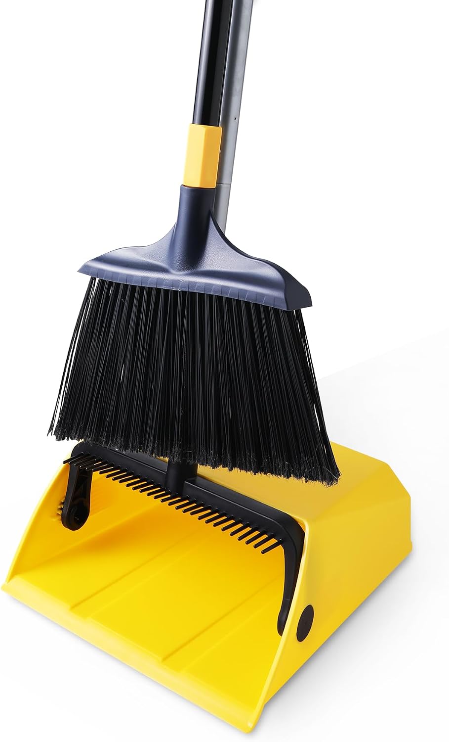 Yocada Commercial Broom and Dustpan Set with Comb Commercial Outdoor Indoor for Courtyard Garage Lobby Mall Market Floor Home Kitchen Room Office Pet Hair Rubbish