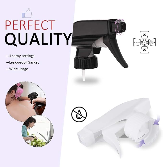 AMORIX 12PCS Trigger Sprayer White Spray Top Heavy Duty Replacement Nozzles - Image 3