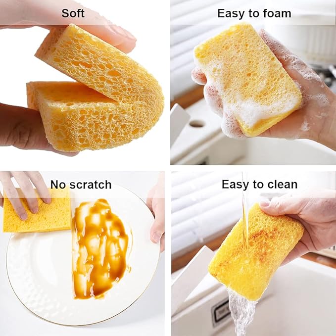 METUUTER 12-Count Cleaning Scrub Sponge- Compressed Cellulose Sponges - Image 5