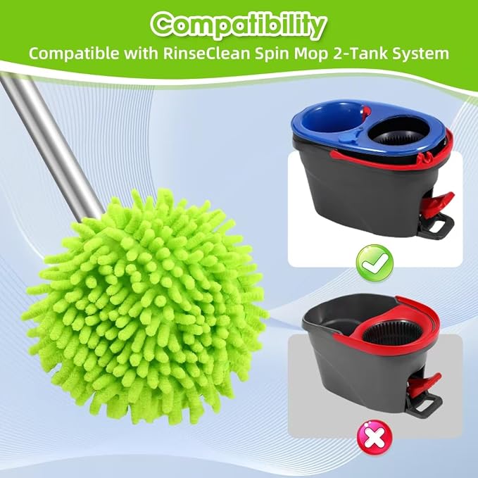 4 Pcs Spin Mop Heads Replacements & 1 Base Set - Image 2