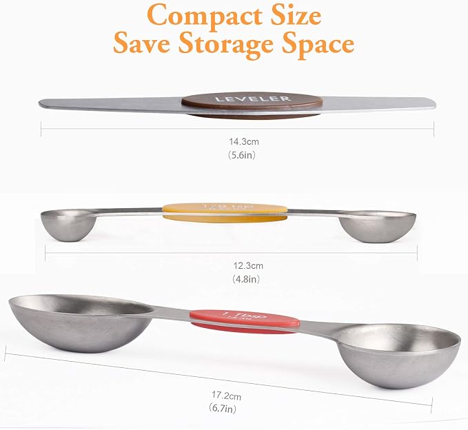 Magnetic Measuring Spoons Set of 8 Stainless Steel Dual Sided Stackable - Image 2