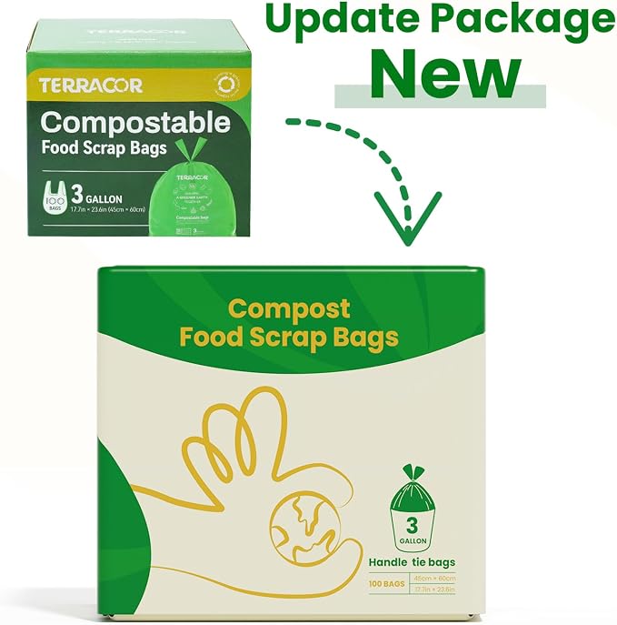 Compost Bags, Handle Tie Food Scrap Bags 3 Gallon, Certified by BPI and ASTM - Image 2