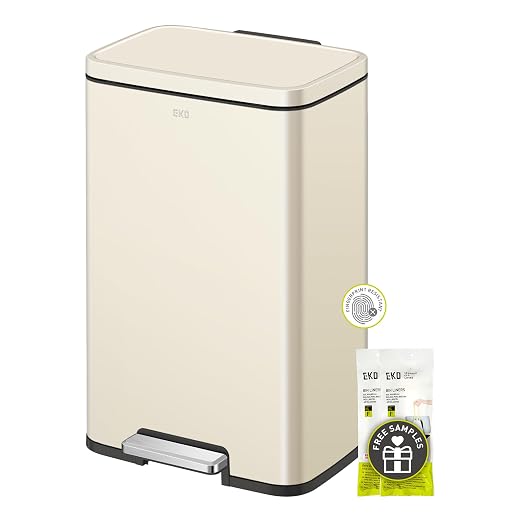 EKO Madison Vanilla Stainless Steel 50 Liter/13.2 Gallon Step Trash Can by EKO
