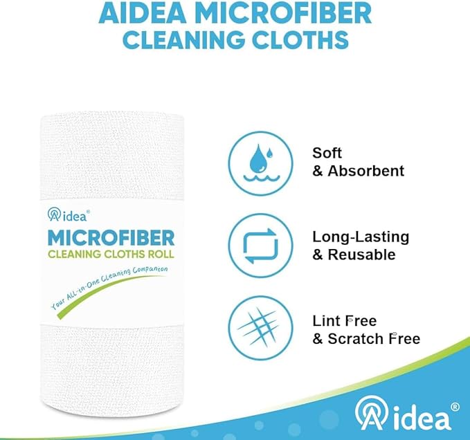 AIDEA Microfiber Cleaning Cloth White, Shop Rags 330 Sheets, Towels - Image 3