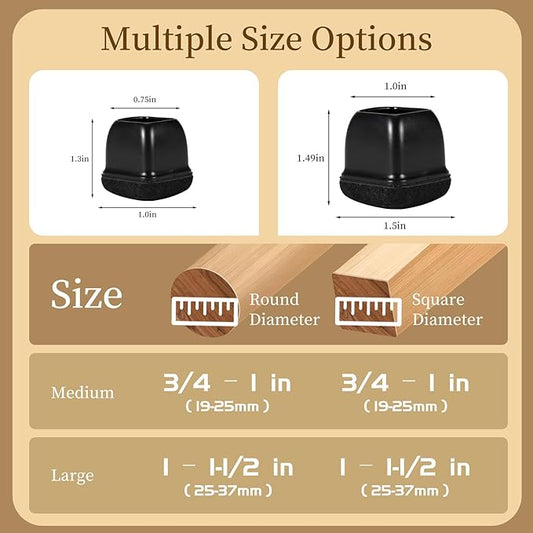 Square Chair Leg Floor Protectors Medium 24Pcs, Silicone Chair Leg Protectors - Image 2