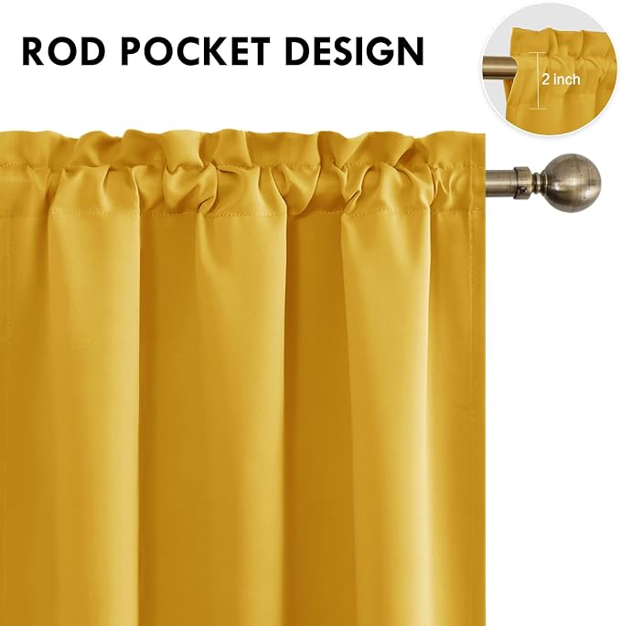 DWCN Yellow Room Darkening Blackout Curtains - Image 4