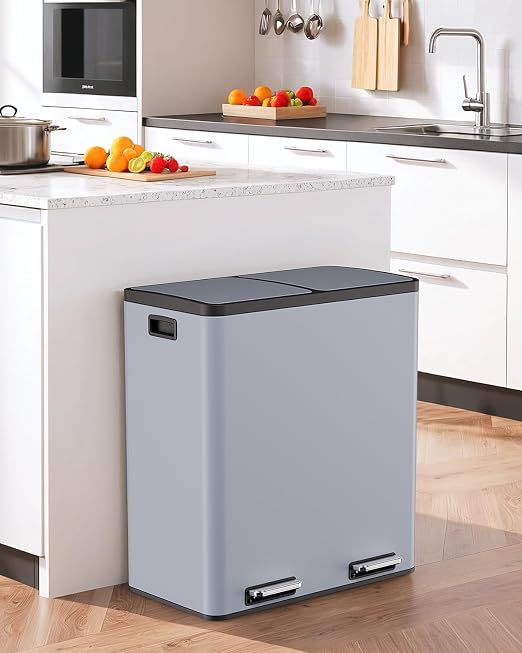 AthLike 60L Dual Trash Can, Stainless Steel Kitchen Garbage Can, Double - Image 8