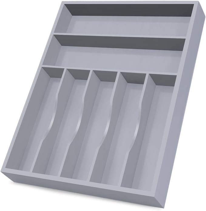 Bellsal Grey Utensil Organizer 12.5 Inch Silverware Tray by Bellsal