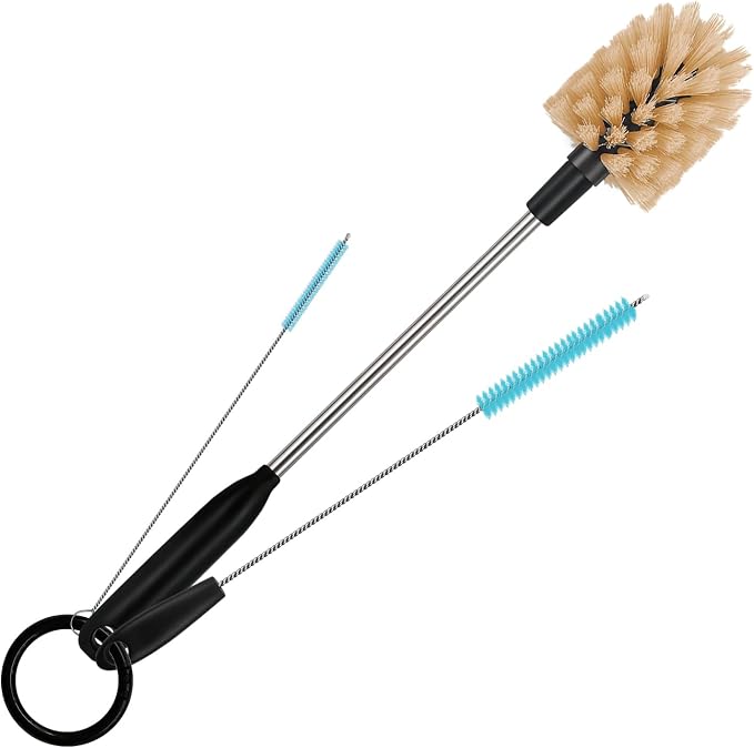 3 in 1 Stainless Steel Long Handled Water Bottle Brush Set, Kitchen Scrubber by AIOUIERSCN