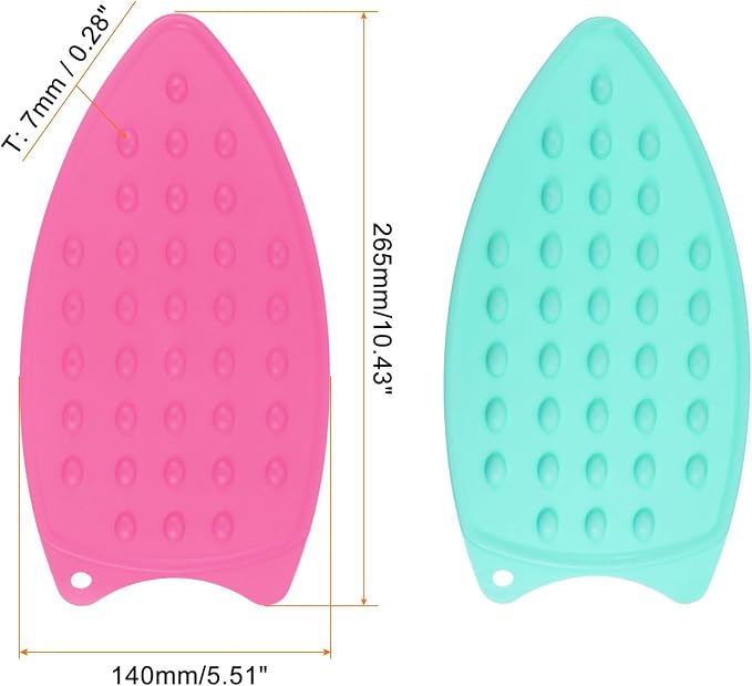 HARFINGTON 2pcs Silicone Iron Rest Pad, Fuchsia/Turquoise - Image 2