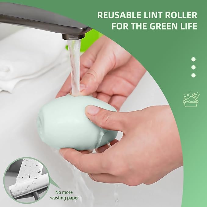 2 Pack Reusable Lint Roller Portable Mini Lint Remover Cat Pet Hair Rollers - Image 3