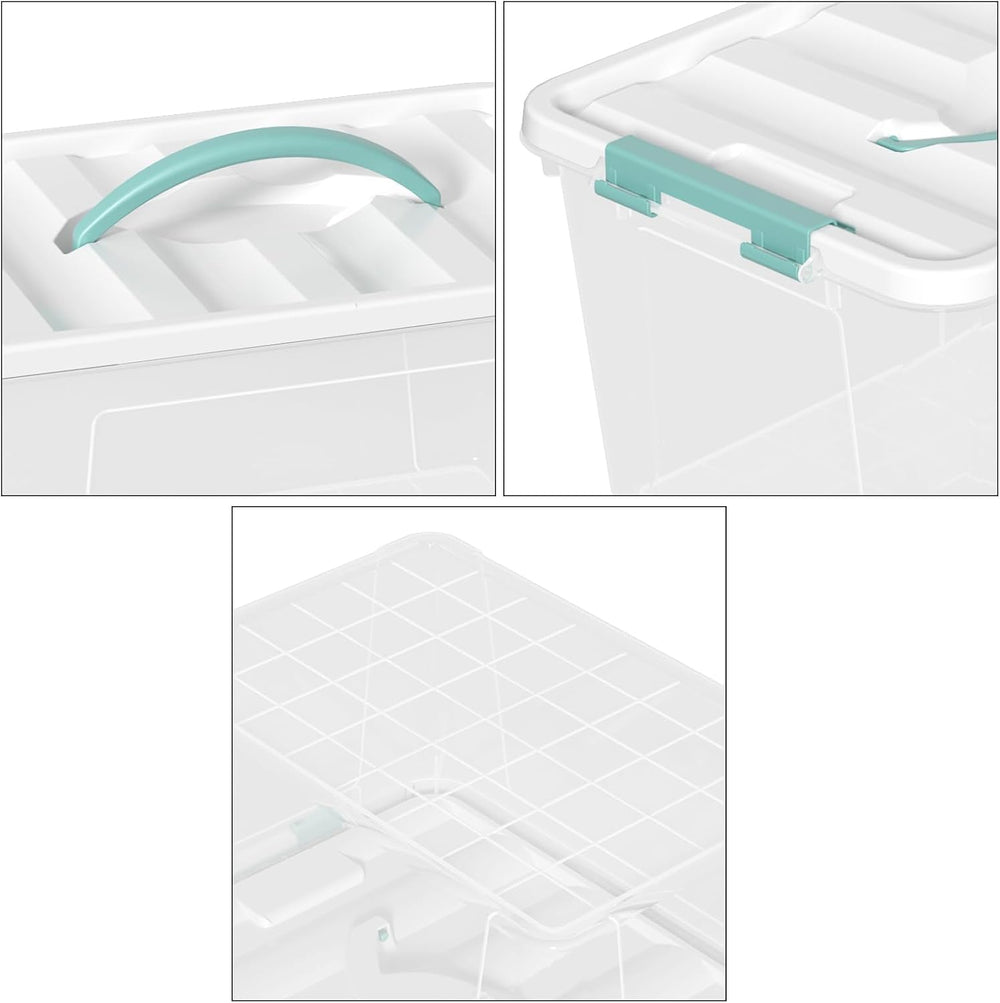 14 Quart Clear Storage Boxes with Handles, Plastic Latching Bins with Lids, 6...