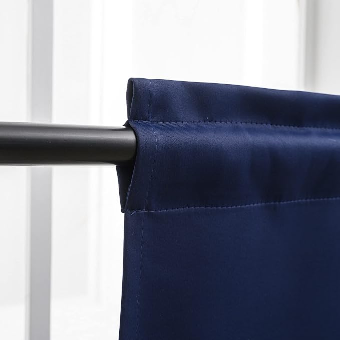Pickluc Navy Blue Cafe Curtain 30 Inches Length, Rod Pocket Small Kitchen - Image 4