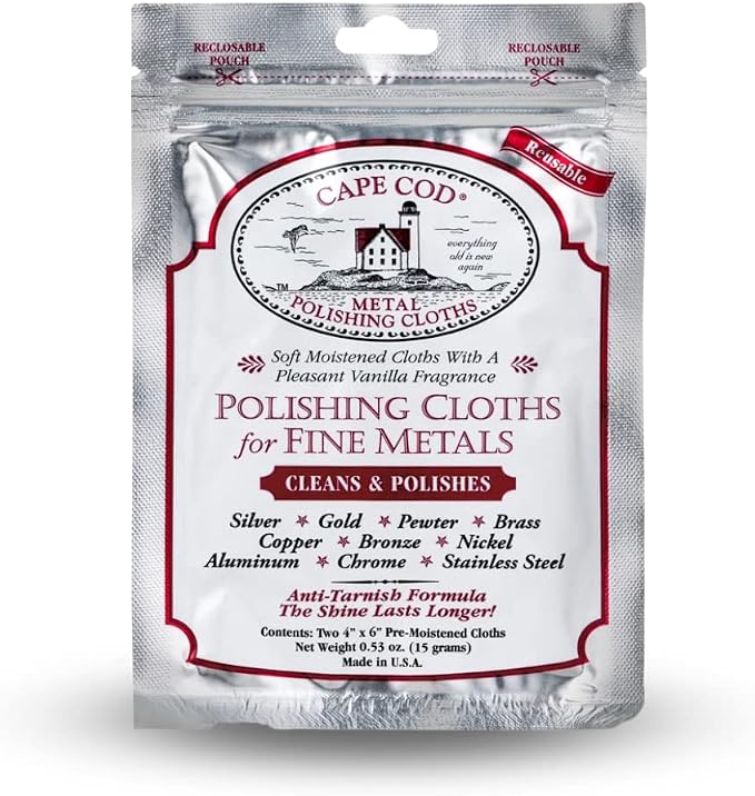 Cape Cod Polishing Cloths for Fine Metals | Jewelry Cleaner and Tarnish Remover by CAPECOD