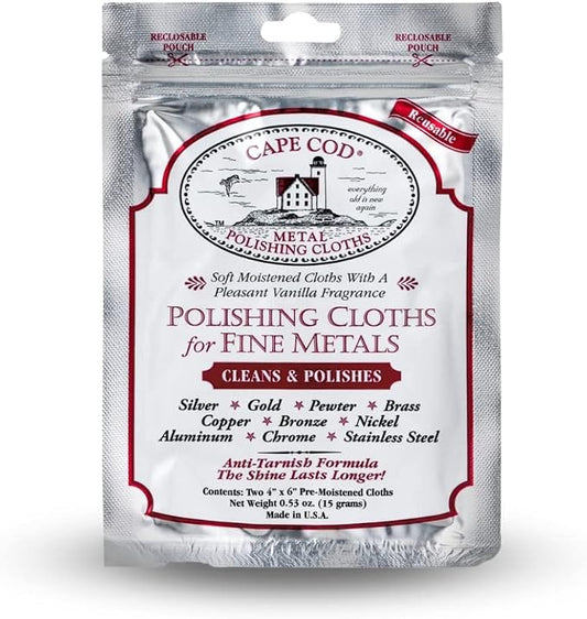 Cape Cod Polishing Cloths for Fine Metals | Jewelry Cleaner and Tarnish Remover by CAPECOD