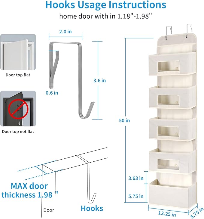 MAX Houser 5-Shelf Over The Door Hanging Organizer - Image 2