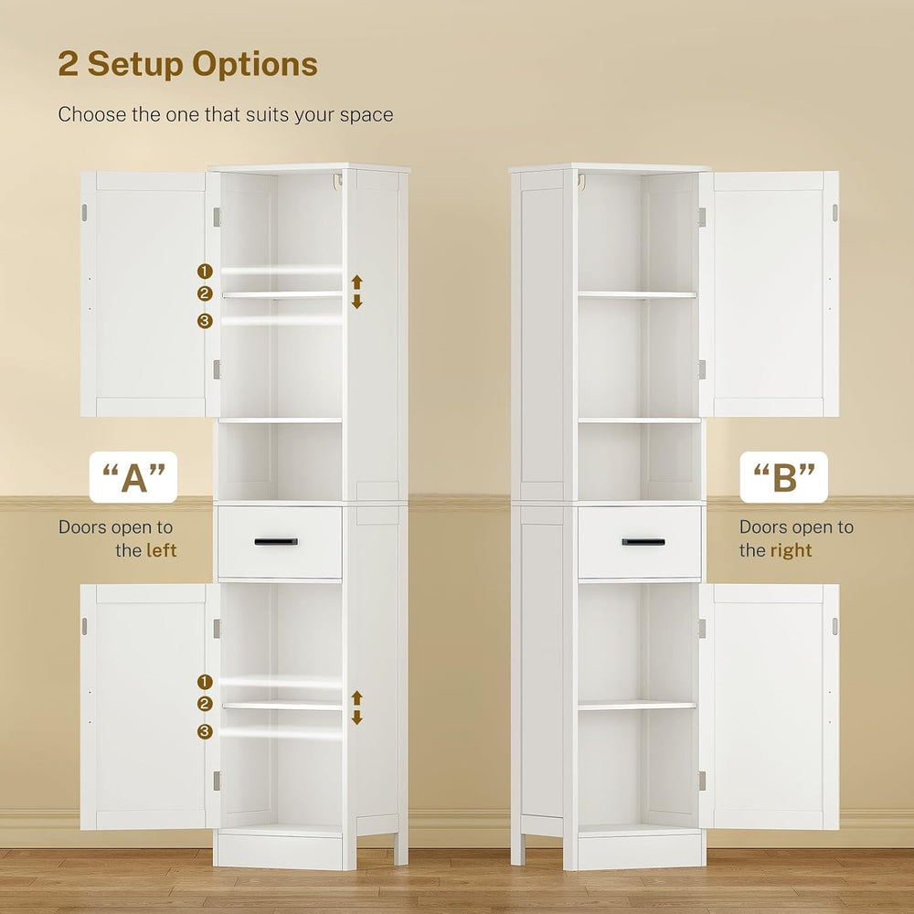 TEENFON 67" H Tall Bathroom Storage Cabinet with Barn Doors and Drawer