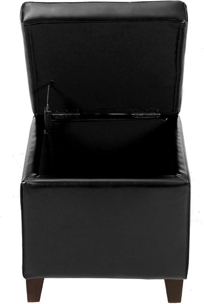 Adeco Storage Ottoman Foot Rest Stool, Leather Ottoman Footstool - Image 8