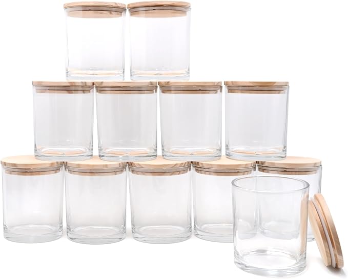 14 OZ Thick Candle Jars for Making Candles 12 Pcs, 3 Wick Empty Jars by Showin