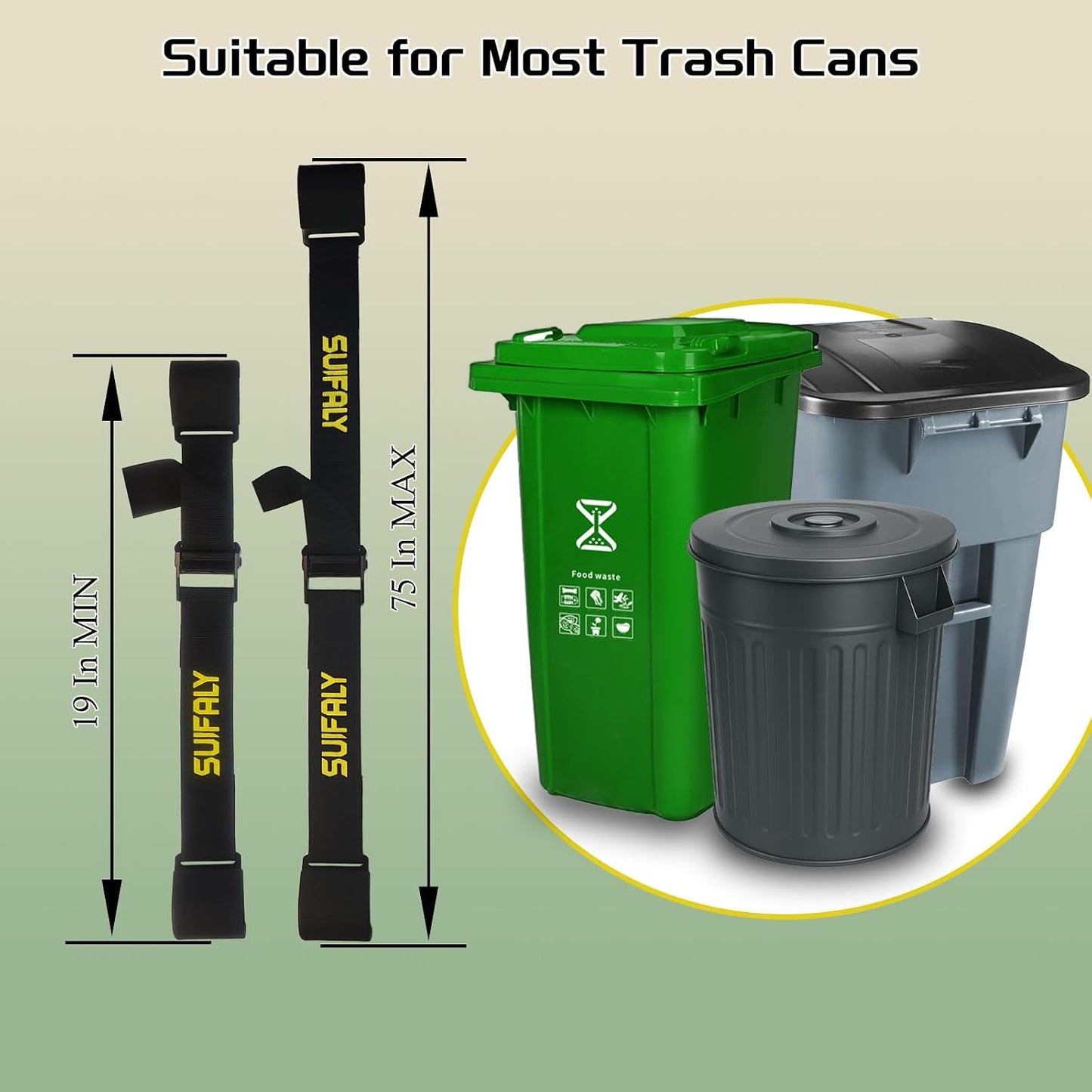 Trash Can Locks with Self-Locking Buckle – Heavy Duty Adjustable Bear Proof Lid Straps for 28-96 Gallon Bins, Animal-Proof Garbage Can Lock for Raccoons, Squirrels, Wildlife (1)