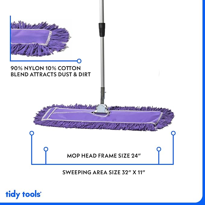24 Inch Purple Commercial Dust Mop & Floor Sweeper - Image 3