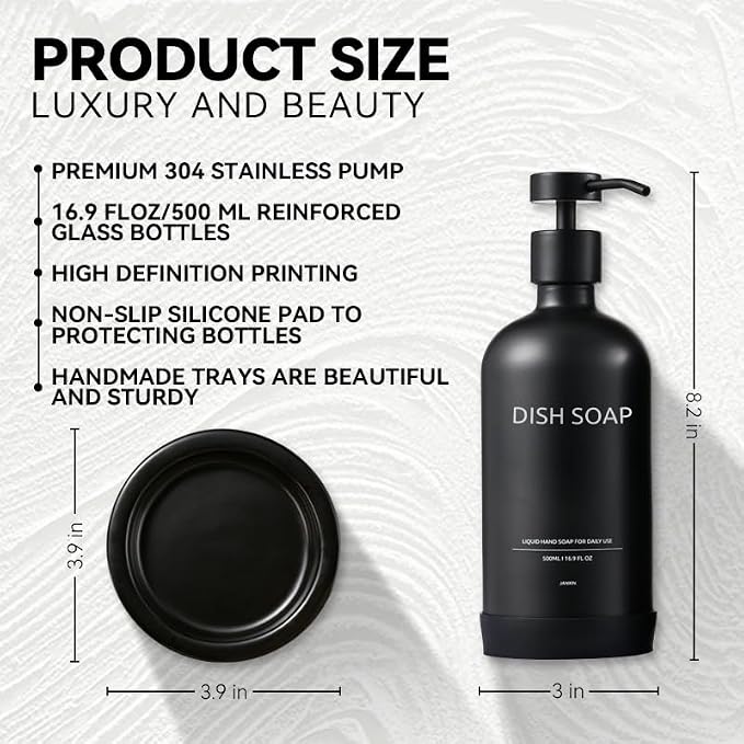 Glass Soap Dispenser Set by Janxin, Bathroom Soap Dispenser Set - Image 2