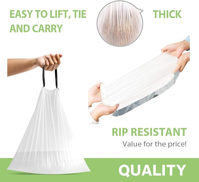 Teivio 2 Gallon 140pcs Strong Drawstring Trash Bags Garbage Bags, Bathroom - Image 4