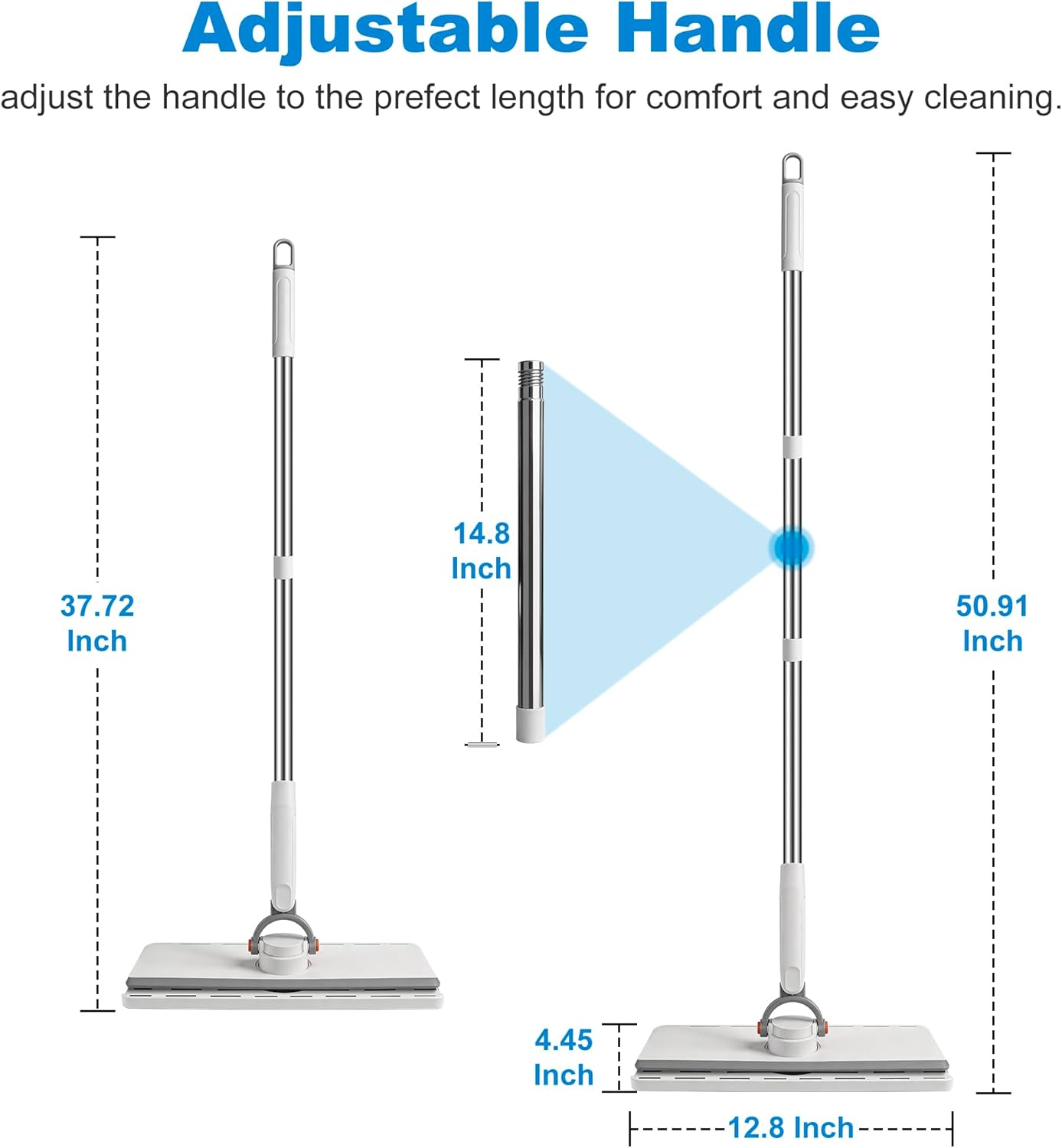 Snap Grip Mini Mop, No Wash Lazy Sweeper Mops, Zero Touch Disposable Dust Mop Compatible with Swiffer Wet/Dry Pads Click Cloth Change Wet/Dry Pads, Dust Mopping for Hardwood, Tile, Floor