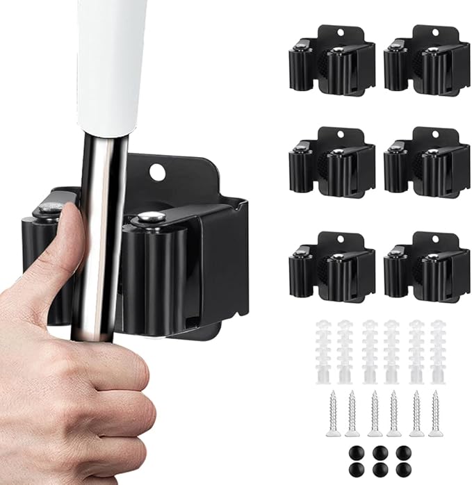 6PCS Broom and Mop Holder, Heavy Duty Garden Tool Organizer Rack Rake and by JAMEND+CLXP