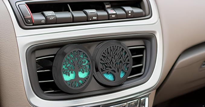 2Psc Black Car Aromatherapy Essential Oil Diffuser Locket Tree of Life Pattern - Image 6